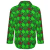 Blusas femininas verde árvore de natal blusa feminina estrelas vermelhas impressão streetwear solto outono manga longa camisa de escritório topos tamanho grande