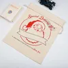 Christmas Gift Bags Personalized Cotton Canvas Santa Sacks with Drawstring Reusable Designs Large Size 27" x 19" for Xmas Present