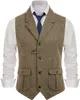 Men's Vests Herringbone Men's Vests Casual Suit Vest Notch Lapel with Two Pockets Herringbone Waistcoat for Wedding Groomsmen Men Vest 231107