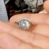 CAOSHI – bagues de mariage uniques en plaqué blanc 14 carats, coupe ronde, diamant 2,0 ct, Micro pavé de Zircon, exquises, pour femmes