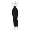 Work Dresses Weird Puss Contrast Color Women 2Piece Set Tube Top Halter Backlaess Evening Maxi Dress Sensual Sexy Party Prom Matching