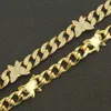 12 mm Hip Hop Miami Cuban Link Chain Mens 14K 18K Gold Butterfly Picture Big