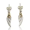 Stud -oorbellen Pave Wing Clear CZ 2023 Kerstcadeau Sterling zilveren sieraden voor vrouwenfeestjes maken