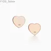 Stud T Series 925 Sterling Silver Enamel Blue Red Heart Pink Peach Stud Earrings Women Girl Letter Stone Valentine's Day Gift YQ231107