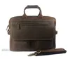 Briefcases Vintage Men Leather Briefcase Tote Business bag Crazy Horse Genuine portfolio men briefcase male 15" laptop office 230407