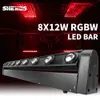 Подвижные головные светильники SHEHDS 8x12W RGBW Светодиодные полосы с подвижным головным освещением и чехлом для DJ Disco Home Party Night Club Q231107