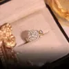 Trauringe Korean Fashion Spinner Kristall Zirkon Sonnenblume Angst für Frauen Drehbarer Verstellbarer Ring Valentinstag Geschenk Schmuck 230407