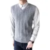 Coletes masculinos suéter masculino gilet homme vintage malha coreana chandoil puxar sem manche confort fashionmen's