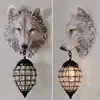 Lampe murale Vintage Sconce Light Resin Wolf Lamps Fixtures pour le salon Loft Loft Industrial Home Art Decor LED Li