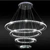 Modern Chandeliers Mirror Stainless Steel Crystal Diamond Home Lighting Fixtures 4 Rings led Pendant Lights Cristal Dinning Decorative Hanging Lamp