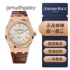 Ap Swiss Luxus-Armbanduhren, Royal Oak Serie 15450or, Roségold, Krokodilgürtel, weißes Zifferblatt, Unisex, Mode, Freizeit, Business, Sport, Maschinenuhr, 7EIP