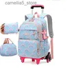 Backpacks School 3PCS Rolling Rucksack für Kinder mit Mittagsbeutel Bleistift Gehäuse 16 "wasserdichte Rollschule Rucksack -Beutel Set für Mädchen Q231108