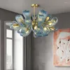 Lampadari Lampade a sospensione Cristallo di lusso Soggiorno Moderno LED Rame El Decorativo Apparecchi in vetro blu Ing