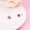 Stud Valentines Day New 925 Sterling Silver Red Heart Stud Earrings for Women Original Jewelry Wedding Ear Brincos Free Shipping YQ231107