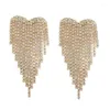 Dangle Earrings Full Rhinestone Tassel Women's Elegant Large Crystal Heart-shaped Pendant Wedding Jewelry Accessories