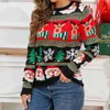 Maglioni da donna Maglione di Natale Donna Classico Pullover stampato a costine Girocollo casual Maglione caldo invernale Vestibilità ampia Cervo spesso Vestito quotidianoL231107