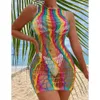 Sexig underkläder Kvinnor Kroppsklänning Multicolor Fishnet Bodysuit Beachwear Nightgown Transparent Erotic Lingerie Porno Costumes