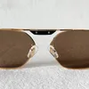 Sonnenbrille Gold Metallrahmen Oval Rechteck Für Frauen Männer Mode Braune Gläser Sonnenglas UV400 Mit Box Unisex