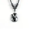 Pendant Necklaces Unisex Men Women Natural Black Hematite Stone Beads Cute Animal Necklace Fashion Energy Healing Jewelry