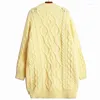 Suéteres de mujer amarillo tamaño grande suéter tejido largo cuello alto manga mujeres pulóveres moda Otoño Invierno 2023 N239