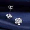 Boucles d'oreilles à tige en Zircon violet brillant, fleur de cerisier pour femmes, mode plaqué argent, 2 Styles