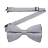 Bow Ties Classic Grey Satin Men's Tie för bröllop Business Family Party Fader och son Bowtie Förbunden fjäril Knut justerbar