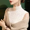 Women's Sweaters Women Knitted Brushed Lace Tank Mock Neck Sleeveless Pullover Vest 2023 Autumn Winter Elegant Casual Comfortable Bottoming