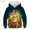 Moletons masculinos Moletons Natal Crianças Meninos Hoodies Moletom Xmas Cartoon 3D Dog Cat Print Tops Moda Pulôveres Jaqueta Casual Novos Casacos 3-12 YearL231107