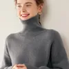 Suéteres femininos Zocept alta qualidade pura cashmere camisola de gola alta para mulheres outono inverno casual solto malha engrossar manga longa