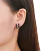 Hoop Earrings Genuine Real Jewels Straight Natural Stone Personalized S925 Silver Inlaid Garnet Earstuds High Quality