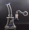 Banger da 14,4 mm con logo o adesivo senza logo Rig petroliferi verdi Bong per acqua in vetro Altezza 7,5 pollici Mini bruciatore a nafta approssimativo gorgogliatore