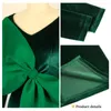 Casual Dresses Fashion Sexy Green Velvet Long Dress V-Neck High Waist Party Banquet Clothes Night Club Cocktail Big Bow Women