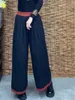 Women's Pants Solid Color Folds Cotton Thicken Women Wide Leg Elastic High Waist Straight Casual Fashion Patchwork Cozy Loose Trousers