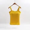 Camisoles Tanks Women's Cotton Pad Bra Women's O-Neck Strapless Chest Pad Women's Sleeveless Basic Shoulder Strap 230407