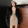 女性のベスト韓国のファッションガールズファーカーディガンショートカットルーズロングスリーブ冬ウォームホットセルフェイクファーコートソリッドオフィスレディージャケットJ231107