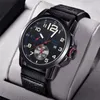 Armbandsur 2023 Herrklockor Male Clock Saat Fashion Nylon Strap Large Dial Calendar Quartz Watch Men Relogio Masculino Drop