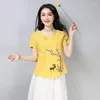 Ubranie etniczne Chiński styl Kobiety vintage haft qipao topy hanfu koszulka qi pao tang t-shirt bluzka Cheongsam top KK4023