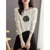 Women's T-Shirt Fashion Solid Color Embroidered Flower T-shirt for Women's Clothing Autumn Loose Relaxed Drawn Full Matching Korean T-shirt 230407
