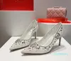 Rene Caovilla Zapatos de vestir Nuevo lanzamiento Zapatos de diseñador de lujo Moda para mujer Ropa de boda Sandalias decorativas con diamantes de imitación Punta estrecha Malla de encaje sexy Tacones altos