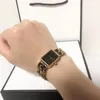 klassisk elegant designer titta på kvinnor automatiska mode enkla klockor 30 mm fyrkant full rostfritt stål kvinnor guld silver färg söta armbandsur