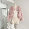 Женское меховое пальто 2023, сладкое розовое ароматное пальто с утолщенными теплыми экологически чистыми короткими топами, плюшевые парки