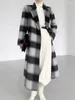 Women's Trench Coats Winter Warm Overcoat Women 2023 Striped Trenchcoat Korean Fashion Elegant Full Sleeve Loose Straight One Button Long