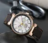 Män armbandsur Top Original Brand Mens Watches Quartz Movement Automatic Date Sport Wrist Watch Chronograph Leather Strap Clocks