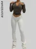 Tweedelige jurk BOOFEENAA jaren 2000 Y2k tops T-shirt met ritssluiting en capuchon en lange mouwen voor dames die uitgaan Cropped vest herfst-winterkleding C69 BC10 231107