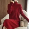 Yeni Sonbahar ve Kış Kadın Giyim Yün Etek Düz Renk Slim-Fit Uzun Overynee Etek Örgü Yarım Belelek Alt Elbise Kadınlar