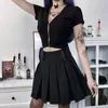 女性のブラウスrosetic 2023ファッション女性ゴス半袖ブラウスジッパーソリッドカラースリムゴシックスタイルのセクシーな女性
