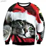 Kvinnors tröjor Kvinnor S-6xl Ugly Christmas Sweaters Green Snowflake Reindeer Jumpers Toppar Män roliga 3D-tryck Animal Cat Dog Round Neck Sweaterl231107