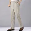 Męskie spodnie męskie spodnie lniane w wysokim poziomie Lekkie letnie spodnie cienkie ubrania męskie ubrania luźne bawełniane spodnie sprężyste opaski vintage spodnie