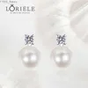 Stud Loriele 9 mm Freshwater Hodowl Pearl Druhaż Kolczyki z moissanite Top Sterling Sill Studs Jewelry YQ231107