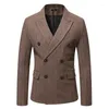 Herenpakken Herfst En Winter Slim-fit Double-Breasted Blazers Heren Casual Visgraat Jas Mannen Blazer Slim Fit